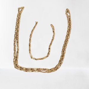 24" Gold-tone Chain Link Necklace and 7" Bracelet Set with Lobster Claw Clasp